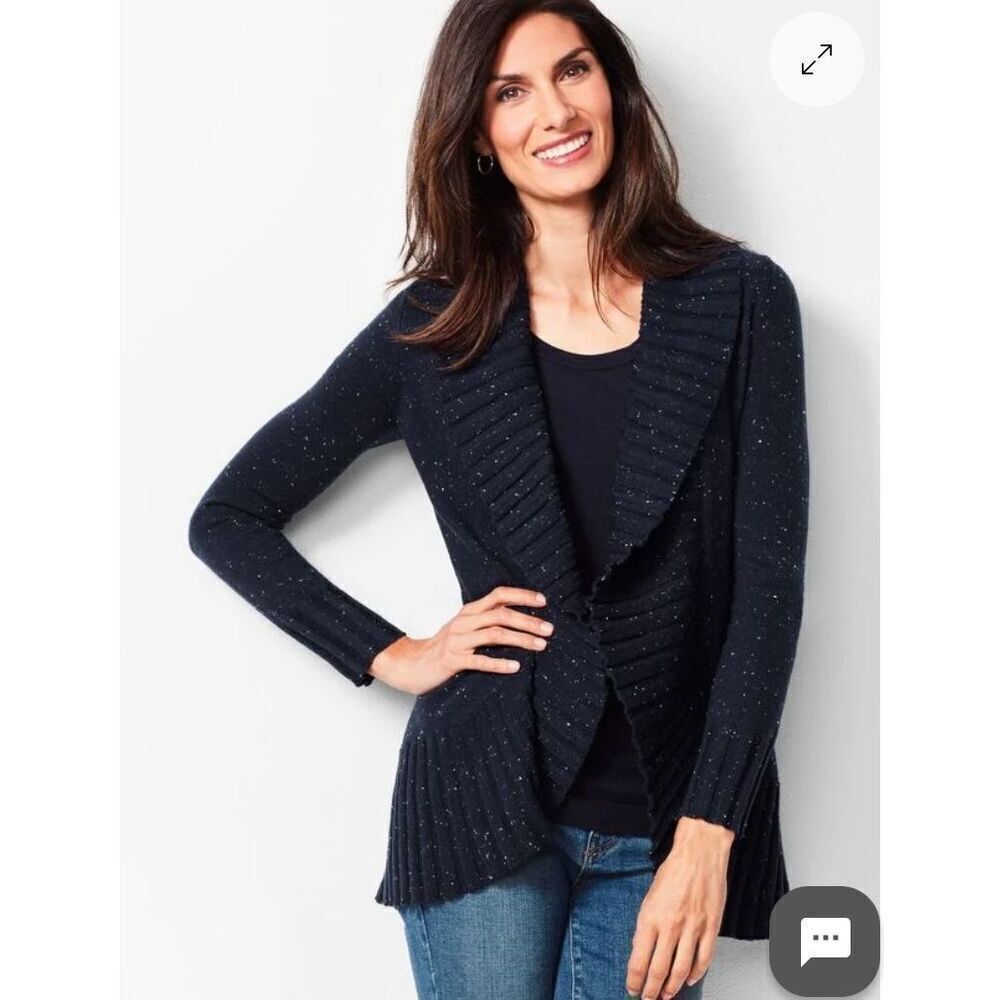Talbots Donegal Open Front Cardigan Shawl Speckled